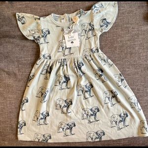 Kate Quinn 2T Bulldog Flutter Sleeve Dress NWT